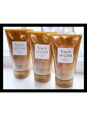 Bath & Body Works 7.4 oz Touch of Gold Exfoliating Glow Body Scrub x3
